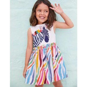 Mini Boden rainbow Zebra Safari Appliqué dress